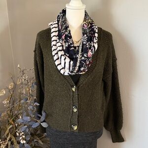 Topshop Dark Green Cardigan Sweater